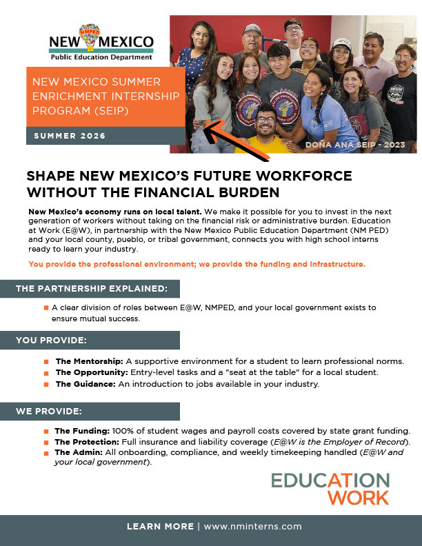 New Mexico Summer Enrichment Internship Program Employer One Sheet